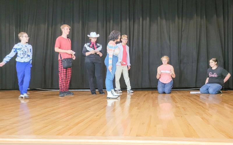 Beaverton Drama are pictured putting the finishing touches on their upcoming presentation.