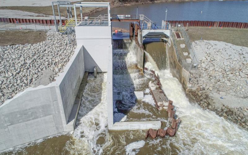 Close up front view of Smallwood Dam.
