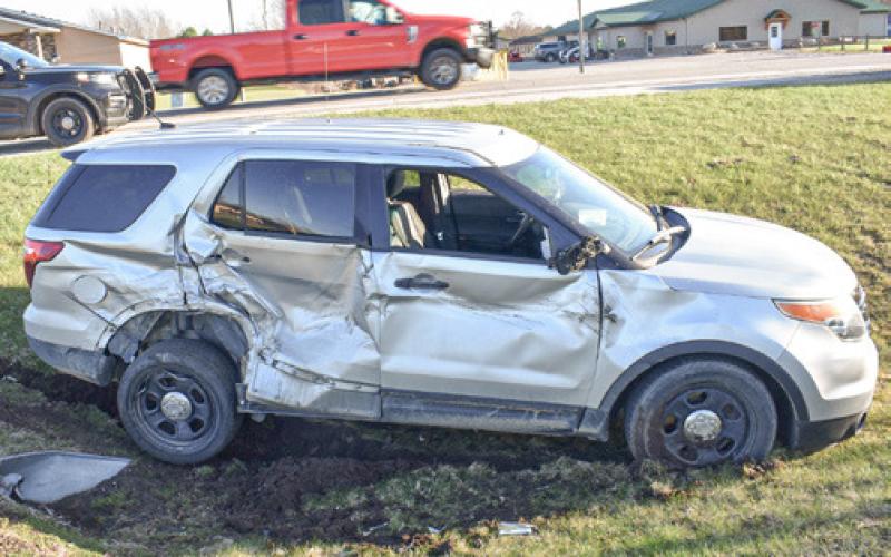 A 2002 GMC Sierra and Sheriff Shea’s Gladwin County Patrol Unit were damaged in the crash last week.