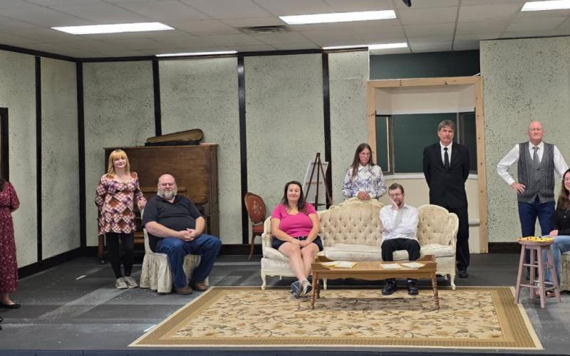 Cast members left to right are: Kim Shea, Kate Smith, Brielle Dick, Steve Levine, Keara Hopkins, Lora Perkins, Justin Marchington, Dave Minor, Bill Mason, Tina May, and Kevin Allen.