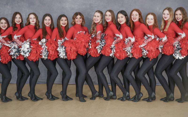 Senior Pom received a diamond and fourth overall. Dancers pictured left to right: Gabby Mathews, Zaidee LeVasseur, Rina Graveline, Kate Schmidt, Ellie Celestino, Abbey Bosel, Averie Thurlow, Breelyn Visser, Jiayi Rees, Madilyn von Matt, Shannon Graham, Arabella MacInnes, and Sophia Dillon.