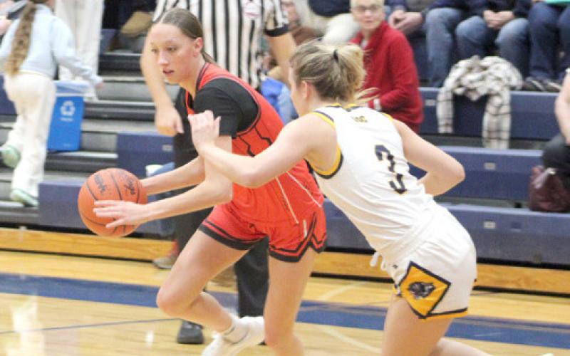 Beaverton’s Trinity Danielak heads toward the hoop during last week’s victory at Standish in the JPC championship game.