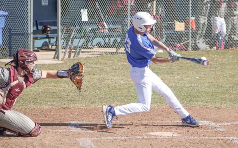 Gladwin’s Logan Walters drives in a run during Friday‘ s season-opening doubleheader sweep of visiting Charlevoix.