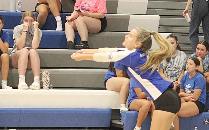 Willa Barren keeps the ball in the air during a recent match for the Gladwin volleyball team.