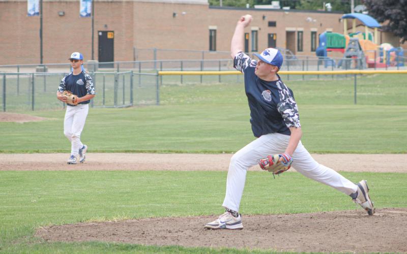 Karsen Reid delivers for the Gladwin Lightning during last weekends 31st Annual Bernard Barnes Baseball Invitational.