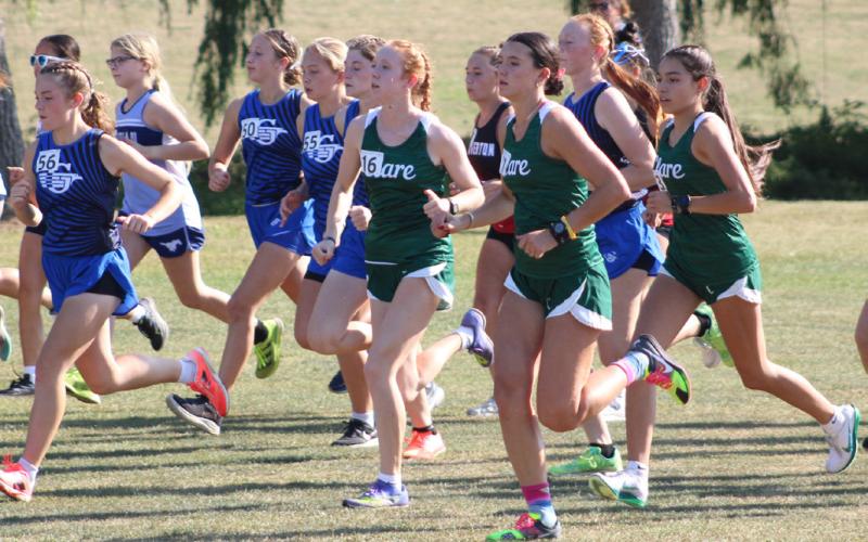 The girls are off and running last Wednesday at the first Jack Pine Conference jamboree of the season at Pine River Golf Club in Standish.