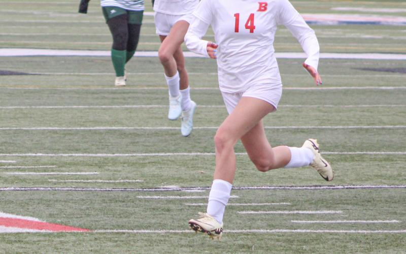 Beaverton’s Harlie Lamson runs down a loose ball during a game earlier this year. The Beavers improved to three regular-season victories in their second season as a varsity team after coming up empty in their debut campaign last spring.