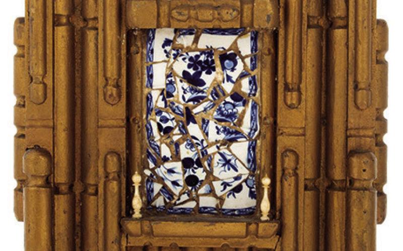 Louis Thompson made mixed media pieces that often reference American history, like this wall sculpture that incorporates china from Mount Vernon. ALEX COOPER AUCTIONEERS