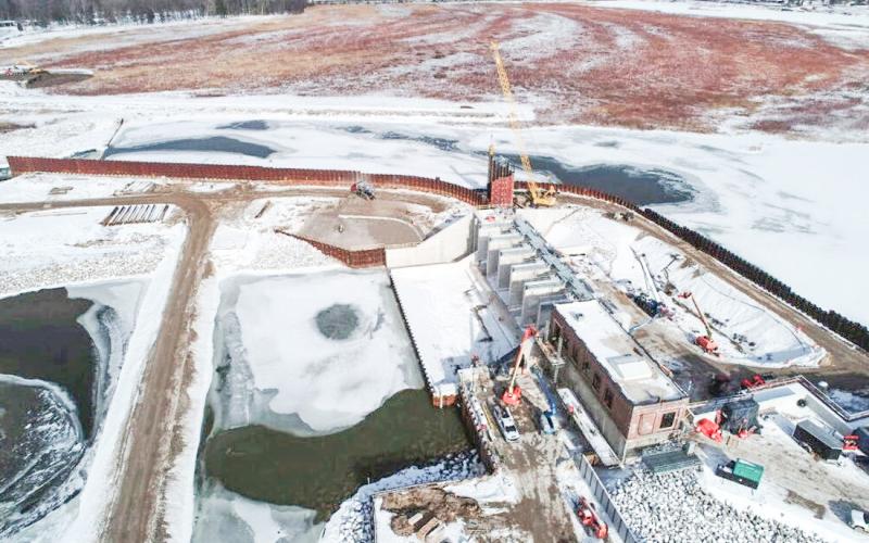 Aerial view of Sanford Dam.
