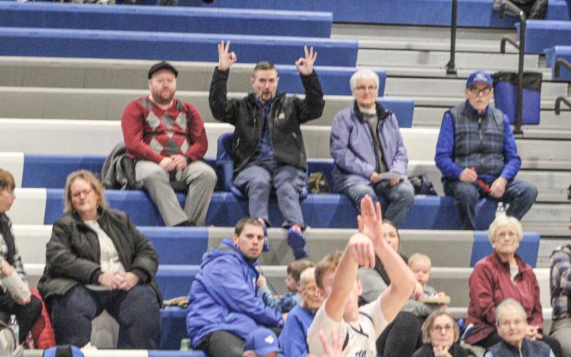 Jacob Pahl launches a 3-pointer from the wing during Gladwin’s victory over St. Louis last week. Pahl led the winners with 17 points.