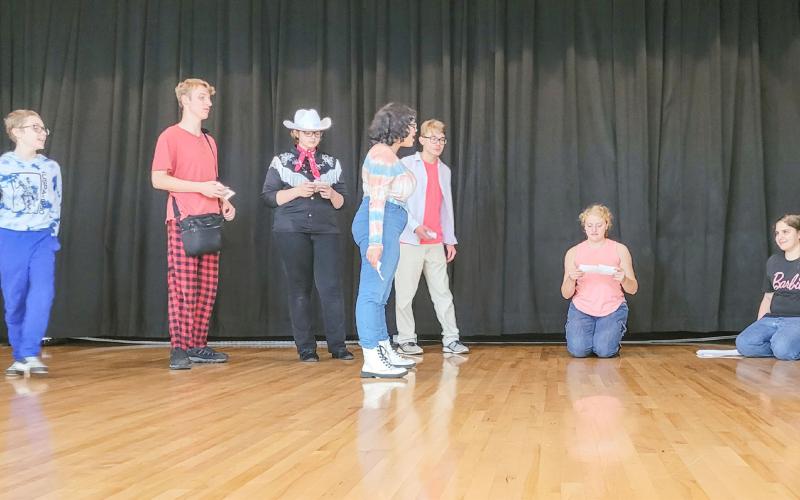Beaverton Drama are pictured putting the finishing touches on their upcoming presentation.