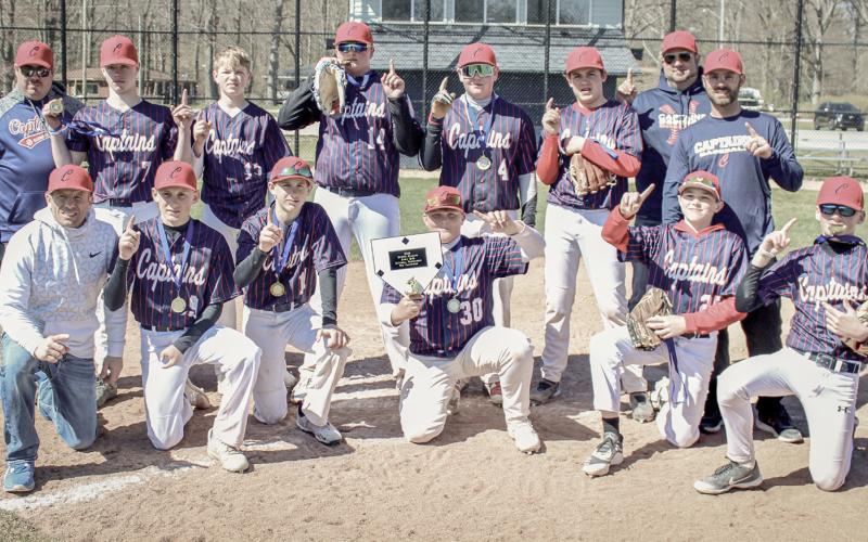 The Gladwin County Captains 14U baseball team won their first tournament this past weekend in the Muskegon Early Bird Tournament. Players are: Dalton Dull, Parker Woods, Eisen Corlew, Brady Boynton, Preston Newman, MJ McDonald, Caden McKeever, Karsen Reid, Cameron Oard and Trinity Hair. Coaches are: Mike Mieske, Jimmy Oard, Justin Reid and Jake Oard.