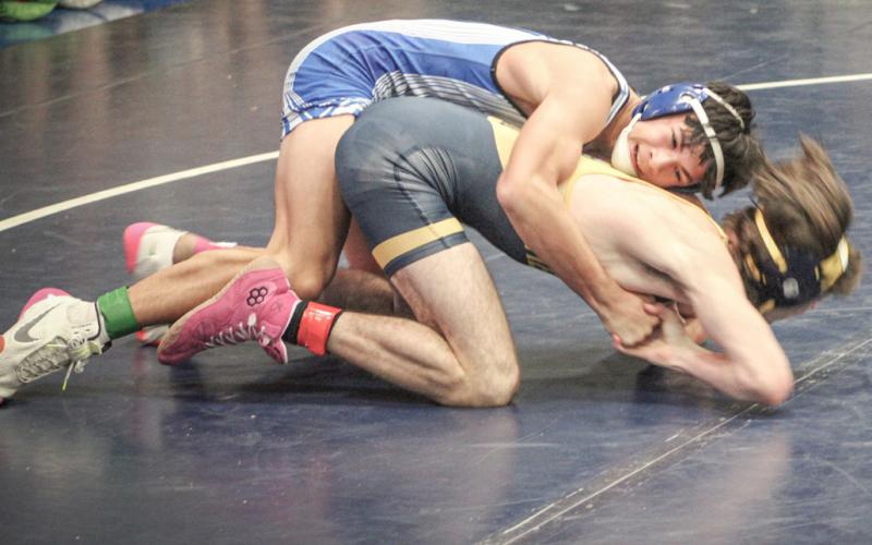 Gladwin’s Cruz Balcirak battles his way to First Team All-Jack Pine Conference honors at 126 pounds.