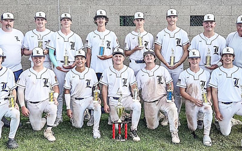 The Linwood Post 239 FAAST Summer Classic Champions are pictured in back row: coaches Hunter Merillat and Josh Higgins; Brady Bowen, Brennen Pease, Robby Mularz, Dakota Inda, Nathan Foret, Kaden Gerzseny; coaches Terry and Scott Brokoff. Front row: Brody Riedlinger, Ethan Helinski, Jose Costilla, Dane Alexander, Liam Rump, Trent Bowen, and Charlie Maze. Missing players are Brady Vrable, Aydin VanEver, Carter McLaren, Dominik Mulder, Braxton Heuker, and Walker Sian.