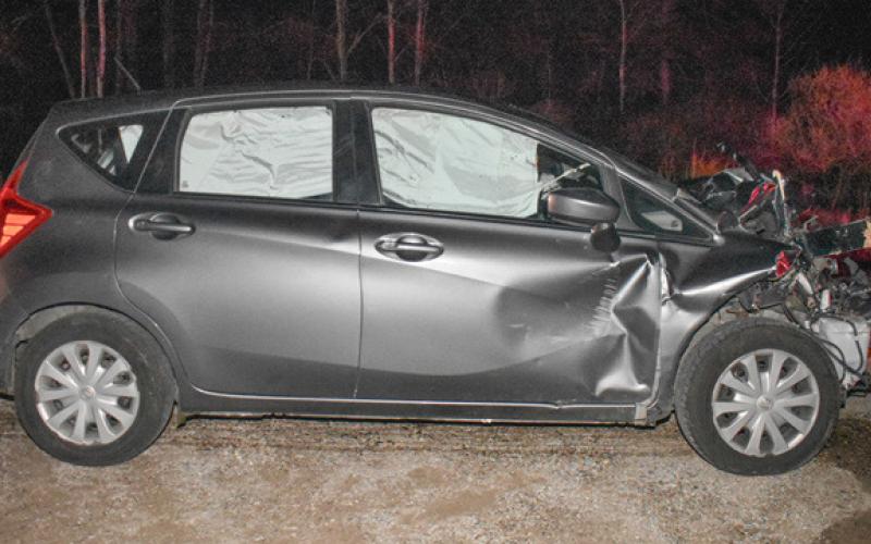 Pictured is the aftermath of the accident that occurred May 2 in the evening on Bard Road. Inset photo shows damage to vehicle.