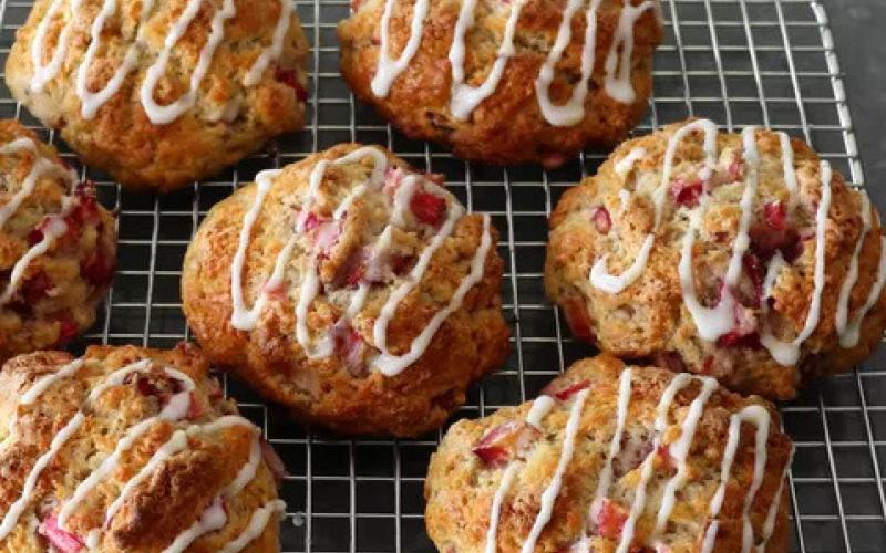 Strawberry Rhubarb Drop Biscuits