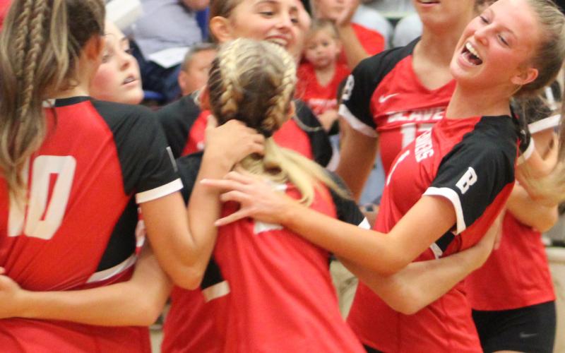 Joy filled the air at Beaverton last Wednesday night when the Beavers rallied to beat visiting St. Louis in four sets.