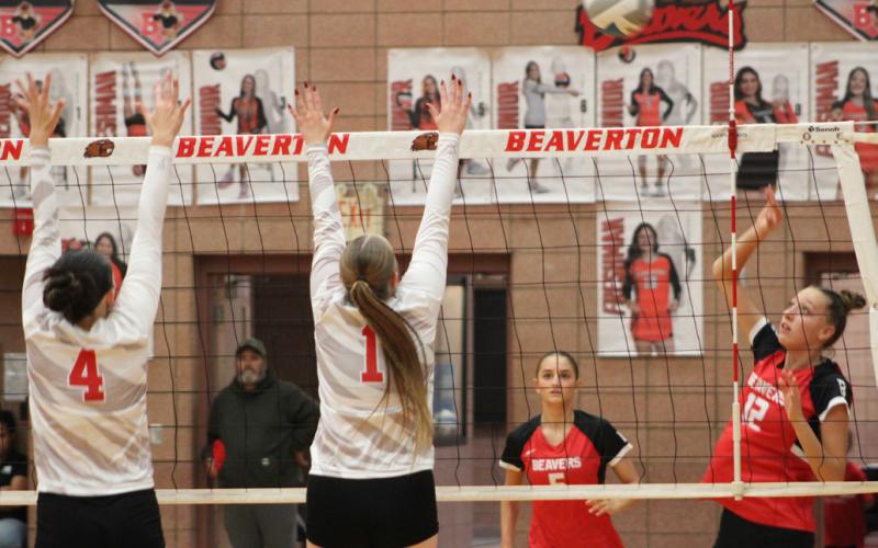 Beaverton’s Trinity Danielak goes for the kill.