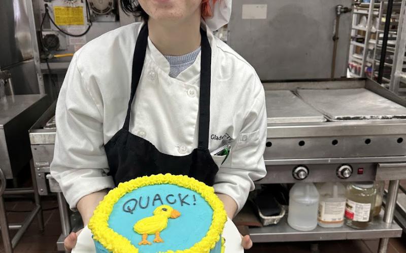 Beaverton student Emily McWilliams enhances her skills in the CTE Culinary Arts program, learning how to bake and decorate cakes.