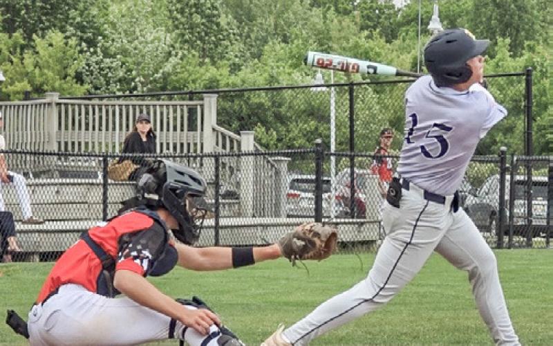 Connor Ritchie singles to centerfield vs. Foutch Select at Exposure at the Grands.