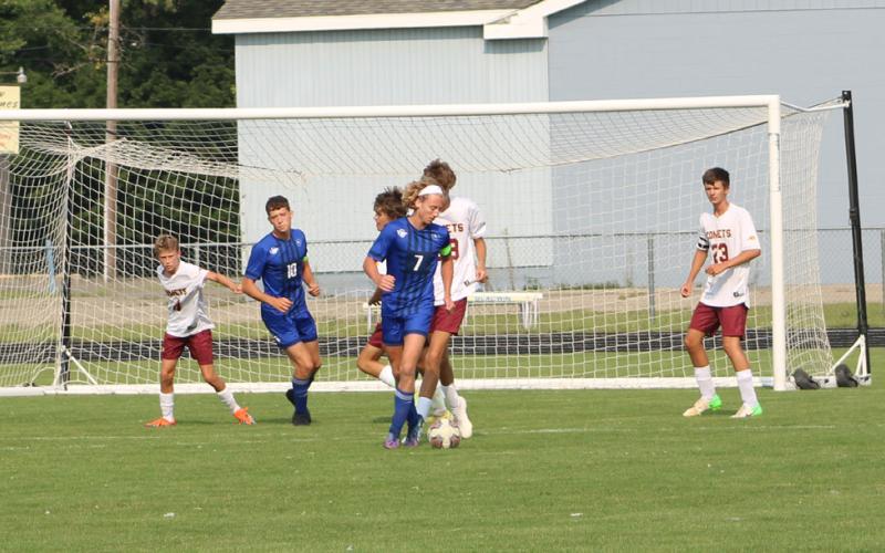 Gladwin Varsity setting up against Northern Michigan Christian Academy.