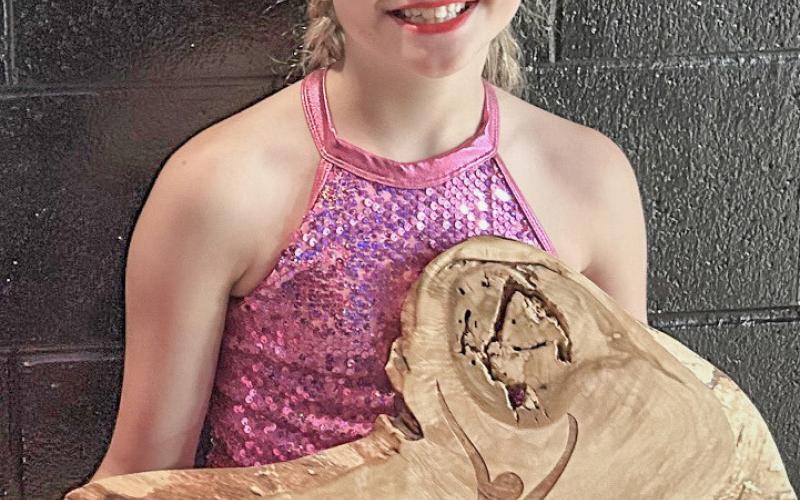 Laneaya Hagenbaugh (at left) received the Schuler Dance Scholarship, and Maddie Sleeseman received the DeShano Community Foundation Scholarship.