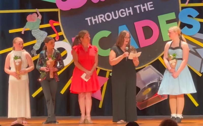Pictured left to right for the Kristina Garafalo Scholarship are: Braelyn Farling, Brynley Brubaker, teachers: Vreni Graveline and Adrienne Schlitzkus, and Ava Mattice.