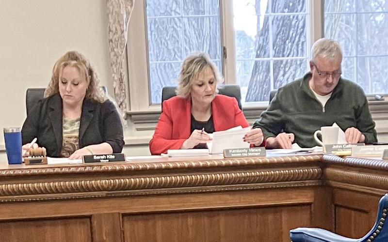 Interim City Administrator Kimberly Hines had a seat at the table between Mayor Sarah Kile and Council Member John Caffrey Monday at the Regular Meeting of the Gladwin City Council.