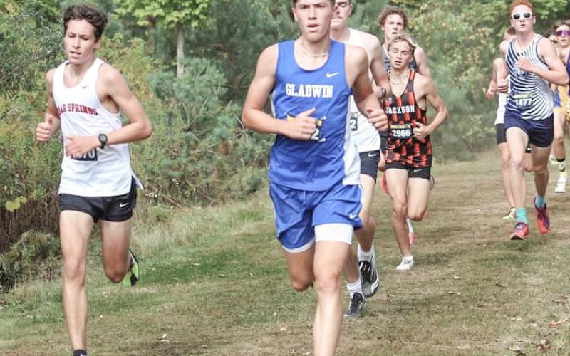 Gladwin’s Ben Verellen races to a ninth-place finish at the Blue Jay Invitational Saturday at Shepherd.