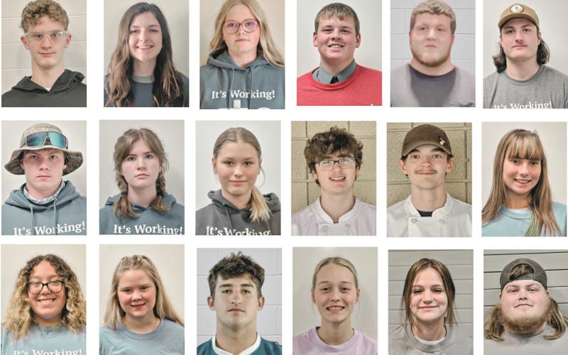 Pictured in row one: Eric Larson, Josie Harding, Kerrigan Koch, Dawson Babcock, Mark Genaw, and Trent Amos; row two: Raiden Barreto, Bobbie McNutt, Brooklyn Zemko, Aiden Crowley, Richard Saylor, and Neveah Keblbeck; and row three: Athea Keinath, Cloe Pate, Matthew Lechner, Sabree Parks, Marissa Cross, and Wilbur Schmucker.