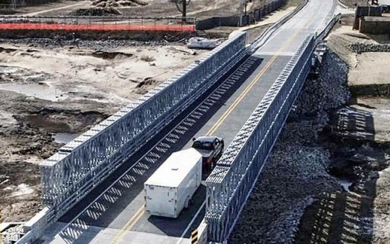 Temporary bridge pictured on M-30.
