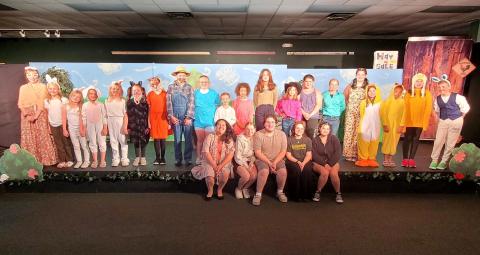 Pictured in the back row are the Gladwin Area Friends of the Theater (GAFT) Summer Theatre Camp kids, with front row: Kate Smith, Shannon Graham, Landon Farley, Mady Crawford, and Sophia Moore.