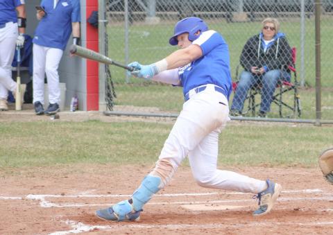 Gladwin’s Jayden Mieske had three hits in a 9-0 victory over Farwell last Wednesday that touched off a doubleheader sweep.