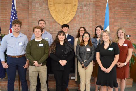 John Alden Chapter Good Citizens front row, left to right: Connor Dee, Ty Murray, Moria Brady, Lydia San Miguel, Reese Hopkins, Grace Kostrzewa. Back row: Nathan Rivard, Steven Hackbarth, Emma Govitz, Miranda Winkles.