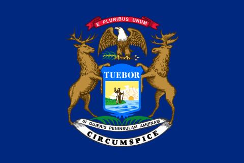 Michigan’s state flag is based on the state’s 1835 coat of arms.