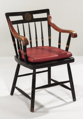 This midcentury Windsor style chair features the crest and colors of Harvard University. It sold for $438, more than twice its estimate, at a Bonhams Skinner auction.