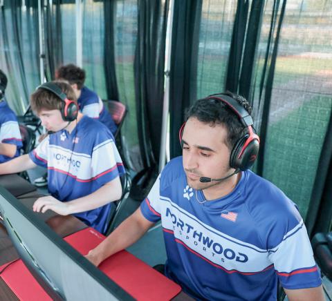 Varsity Valorant players from Northwood University compete at the Field of Frames Fest at Dow Diamond, held Sept. 26-28, 2025, in Midland, Michigan.