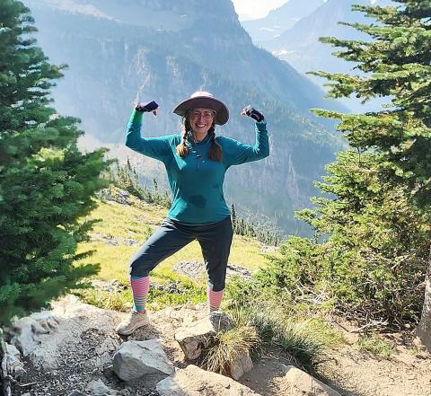 Gladwin native Becca Corah strikes a pose on a mountain hike. Corah is participating in a climb at the Grand Canyon in October to raise awareness for Kidney Donor Athletes.