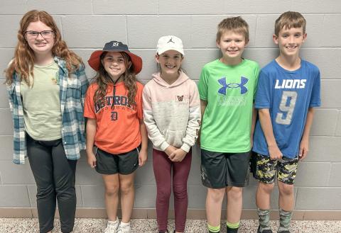 Pictured are fifth graders: Emily Patsey, Brynn Henry, Reagan Hartley, Garrett Villneff, and Nate Bowen.