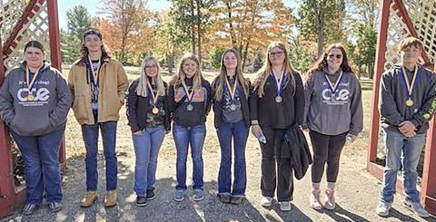 Pictured from left to right: Grace Hoag, Clayton Peacock, Dilana Ward, Lilly Moss, Brenna Buzzell, Lilly Frye, Faith St. Charles, and Ethan Bashur.