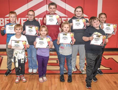 BES Students of the Month for September are Finnigan McCann, Ryan Pierson, Maggie Lang, Ellie Gasche, Charles Meier, Chloe Elizardo, Eleanor Drudge, Xyon Pawlowski and Alexis Yott.