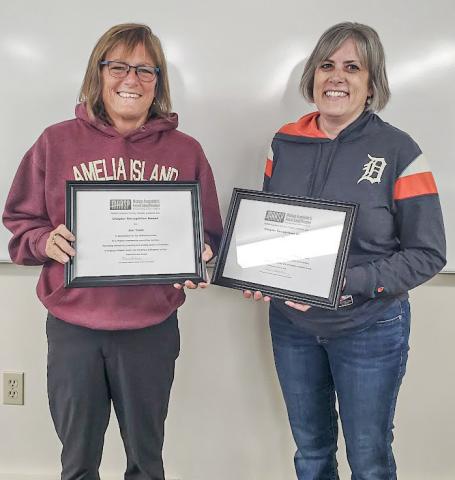 Pictured are Jen Todd and Denise Windy who received MARSP-Gladwin County Chapter service awards.