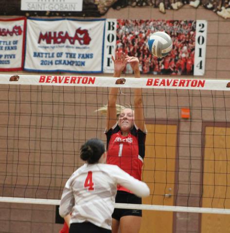 Braylin Orton and the Beaverton volleyball team jumped up and beat Meridian in three sets last week.