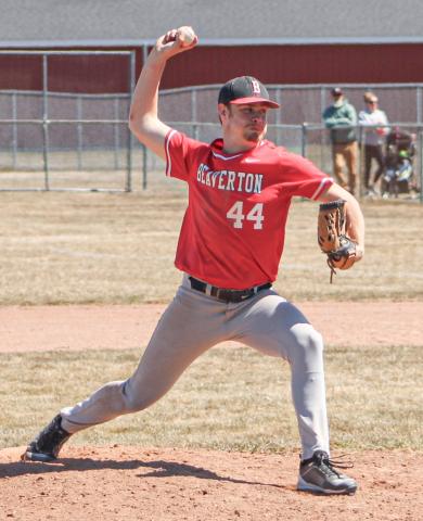 Beaverton’s Dakota Knake pitches a five-inning perfect game in the nightcap of a doubleheader sweep of Lake City Saturday.