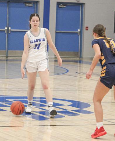 Gladwin’s Laura Elorriaga surveys the defense during last weeks loss to visiting Shepherd.