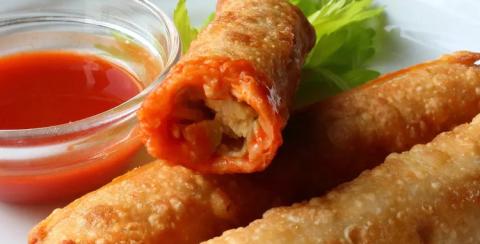 Mini Buffalo Chicken Egg Rolls