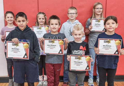 BES Students of the Month for October pictured left to right are: Alexis Yott, Rein Rodriguez, Georgie Carland, Delbert Shinabarger, Mason Krahner, Parker Longstreth, Aaliyah Holmes and Quinn McGourty. Not pictured: Julia Russell and Kalynne Corrigan.