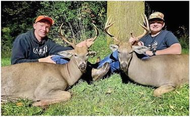 Hunting buddies Aiden McKenna (right) and Brayden Randle (left) were once again successful on the opening evening of the youth hunt. Aiden shot his 8-point at 208 yards. Minutes later, Brayden shot his 7-point at 185 yards.