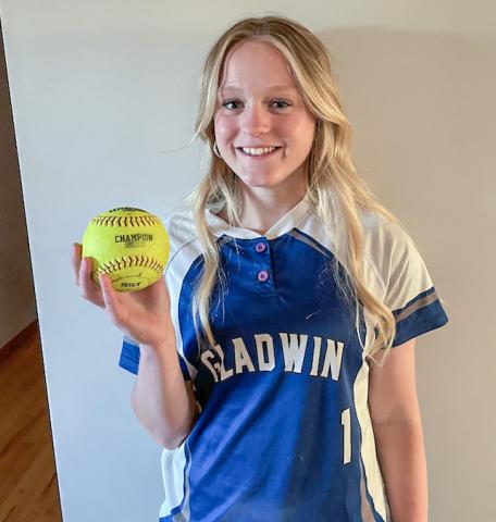 Special congratulations to Gladwin Flying G’s softball member Maddie Cantrell for hitting the first home run of her high school career.