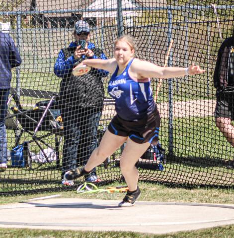 Gladwin thrower Makenzie Price put on a show at the Division 2 regional at Cadillac Friday, winning both the shot put and the discus and achieving school records in both events.